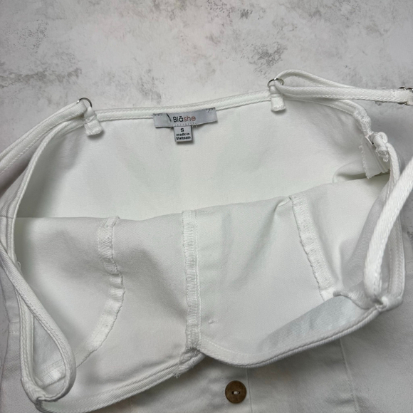 BlaShe White Stretch Denim Button Front Dress Size S - Picture 3 of 5